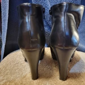 Leather zip up boots